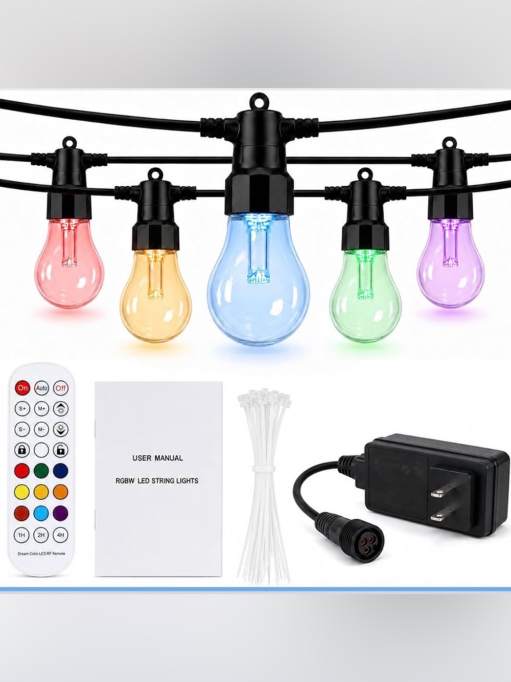 Outdoor String Lights 50FT LED Color Changing Waterproof Dimmable App Remote